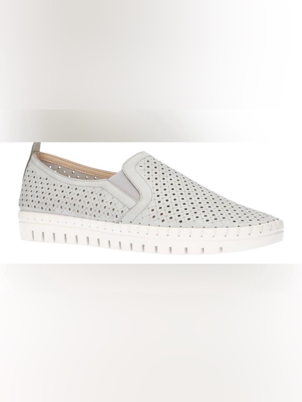 NIB [Easy Street] Fresh Slip On Perforated Gray Loafers Sneakers Women's 8.5 W - Picture 2 of 12